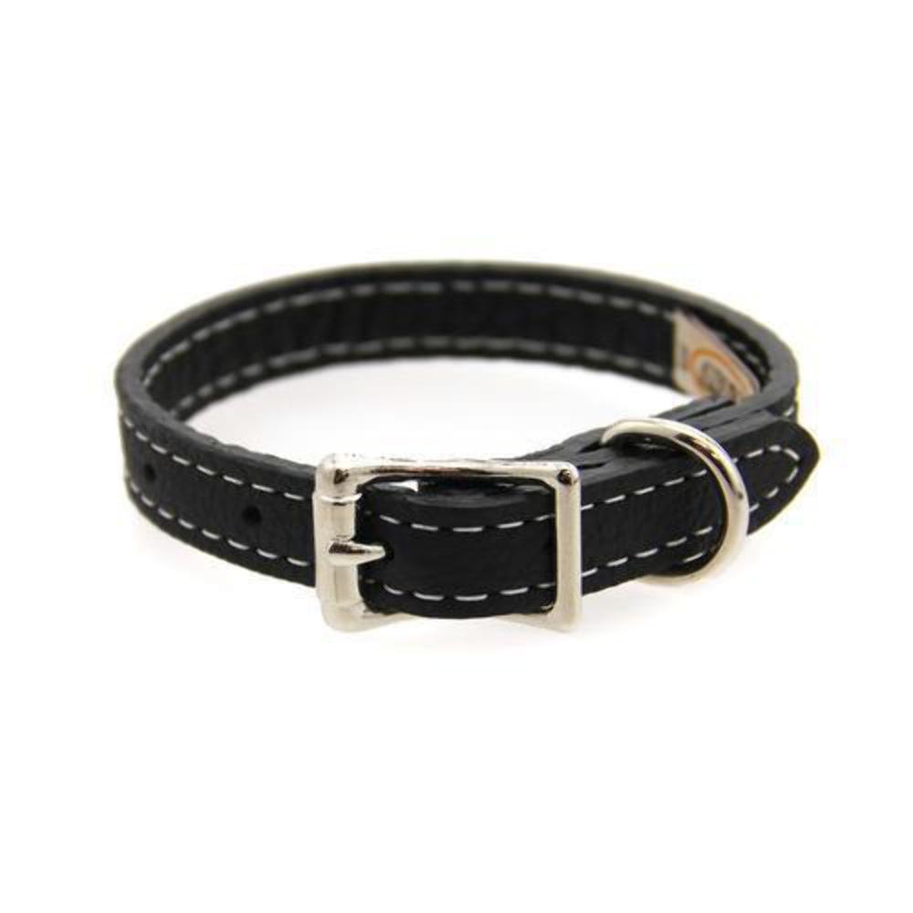 Luxury Italian Leather Tuscany Dog Collar - Black - 12
