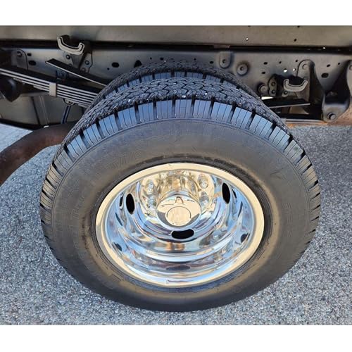 Image of 4pcs 17 Anti Rust Wheel Simulators Fit for 2005-2025 Ford F-350 F350, 8 Lug Waterproof Replacements Bolt On Polished Stainless Steel Dually Hubcaps Wheel Covers with Installation Tool Kit