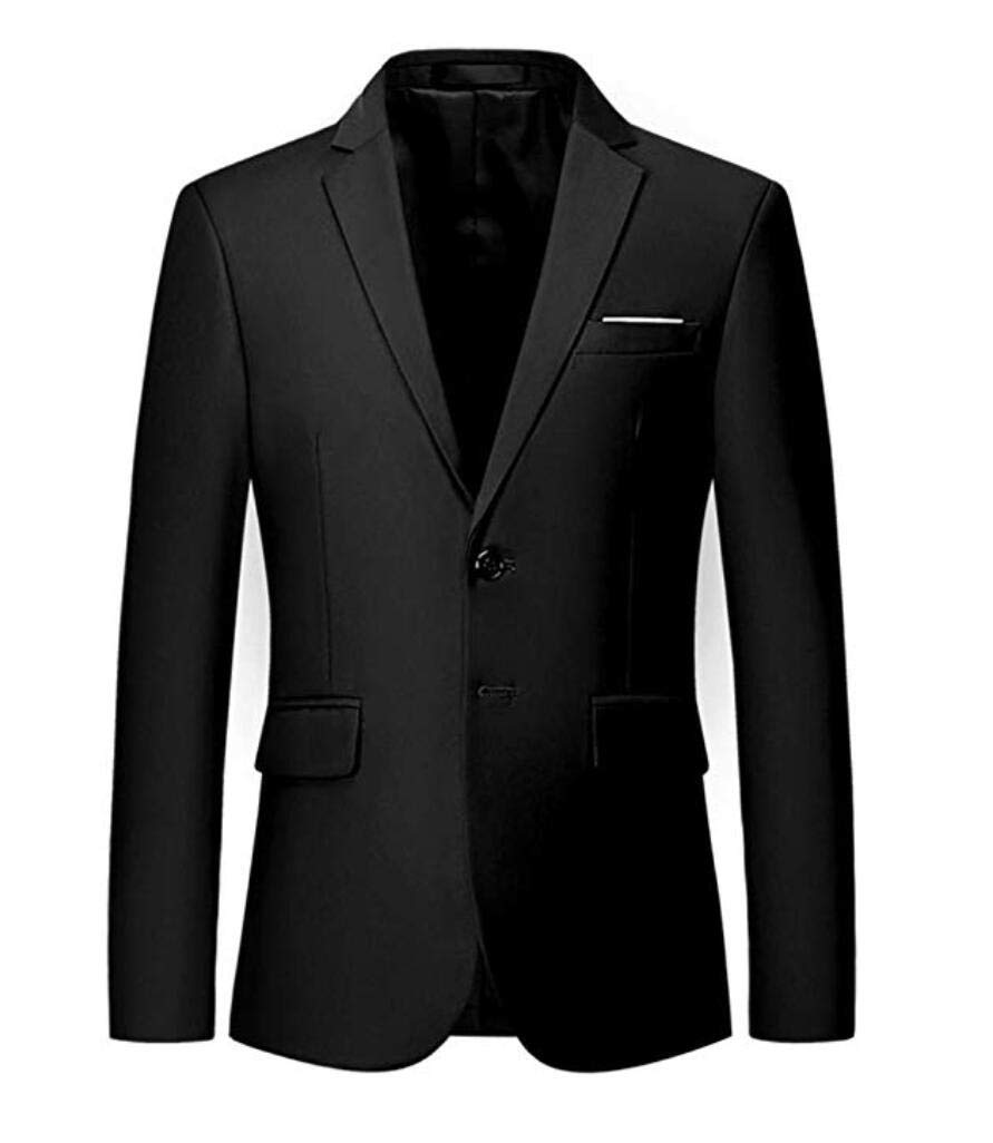Botong Men's Black Two Buttons Suits Jackets Slim Fit Peak Lapel Tuxedo Blazer 46 Chest / 40 Waist