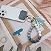 Nalefow Phone Lanyard Silicone Beaded Phone Wrist Strap Cute Elastic Cell Phone Wristlet Chain Bracelet with 2 Tether Tab for Phone (Blue)