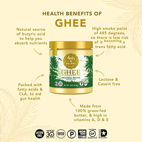 4Th & Heart Original Ghee Original Grass Fed Ghee Butter By , (2 X 16Oz Jars), Keto, Pasture Raised, Non-Gmo, Lactose And Casein Free, Certified Paleo, 32 Ounce (Pack Of 2) #TOP2