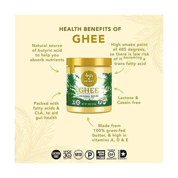 4th-Heart-Original-Grass-Fed-Ghee-Keto-Pasture-Raised-Non-GMO-Lactose-Free-Certified-Paleo-16-Ounce 4th & Heart Original Grass-Fed Ghee, 16 Ounce, Keto, Pasture Raised, Non-GMO, Lactose and Casein Free, Certified Paleo