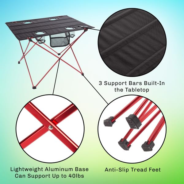 Mesa de Camping Wakeman Camp Table - Mesa Plegable al Aire Libre con 4 Portavasos y Bolsa de Transporte para Camping, Playa, Picnic y Eventos Deportivos miniatura 4