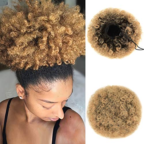 Afro Puff Drawstring Ponytail, Premium Synthetic Curly Natural drawstring ponytails for black women(#1BT27)