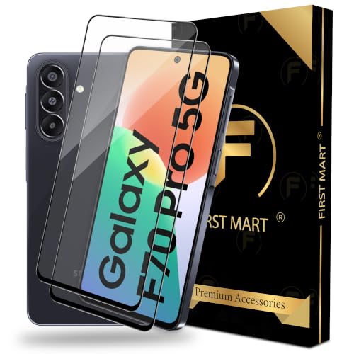 Image of FIRST MART Tempered Glass Screen Protector for Samsung Galaxy F70 Pro 5G - Full-Glue Screen Guard, 3D Edge to Edge, HD Clear, Bubble-Free, Case-Friendly, Black, Pack of 2