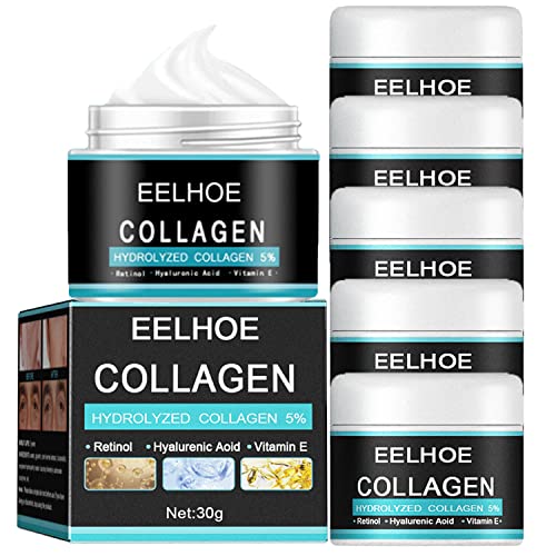 EELHOE Collagen Cream for Men, Men's Anti Age Wrinkle Cream, Mens Anti-Aging Wrinkle Cream, Men's Face Moisturizer Cream, Hydrolyzed Collagen 5% Cream, Day & Night Skin Care Lotion (6PCS)