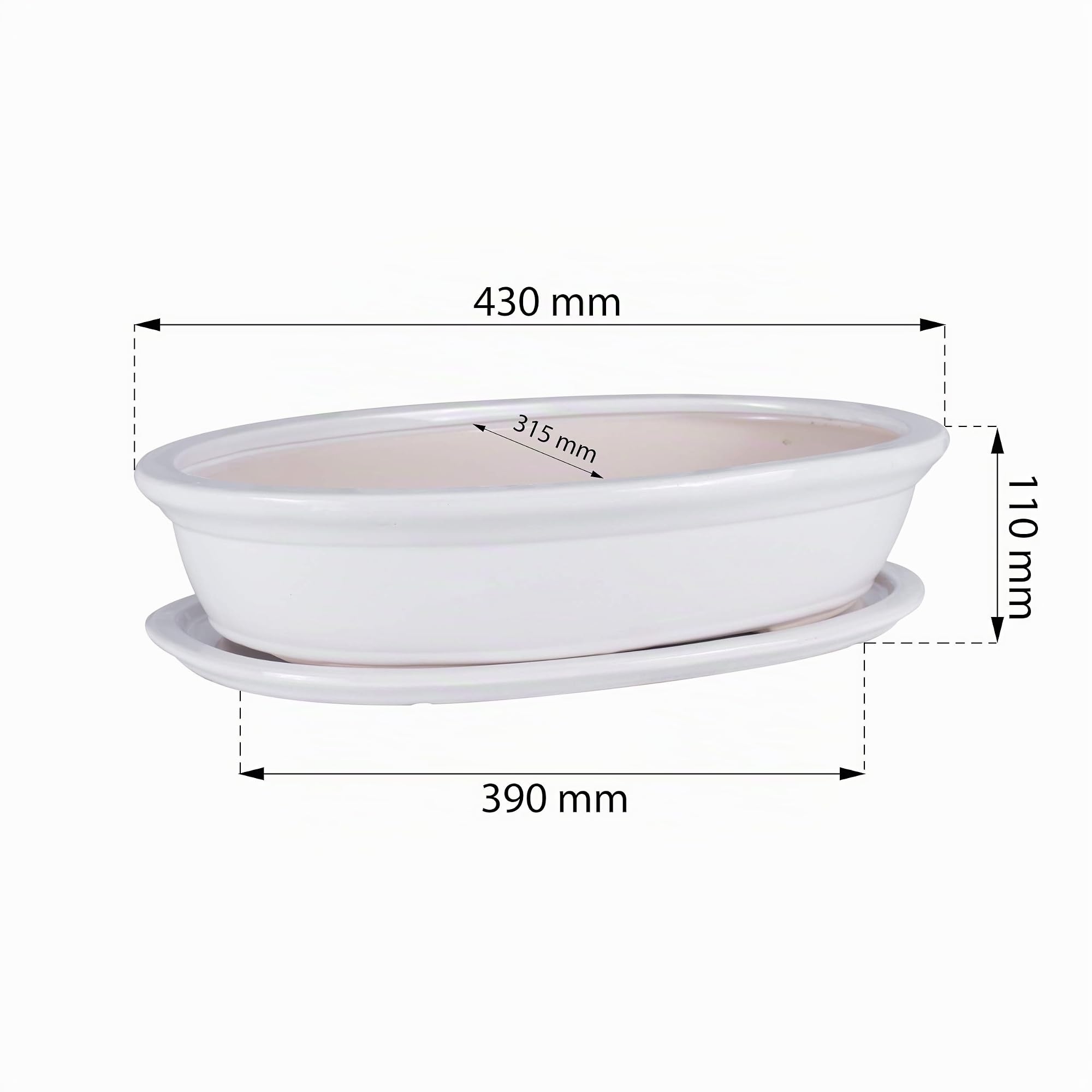 botle Ciotola per bonsai, mini giardino, in ceramica, colore bianco, 6 grandi (50)