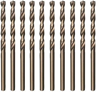 HPMAISON 10pcs M35 HSS Gold Cobalt Jobber Drill Bit Set, Metric High Speed Steel Twist Drill Bit Set 3.5mm x 70mm for Drilling Stainless & Hard Steels, Cast Iron, Copper, Aluminum, Wood & Plastic