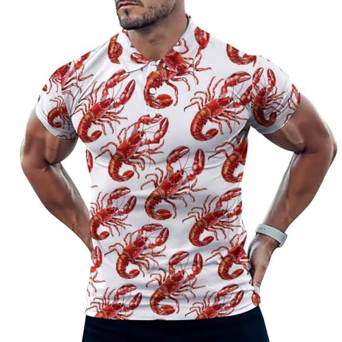 Polo de golf pour homme imprimé homard à manches courtes
