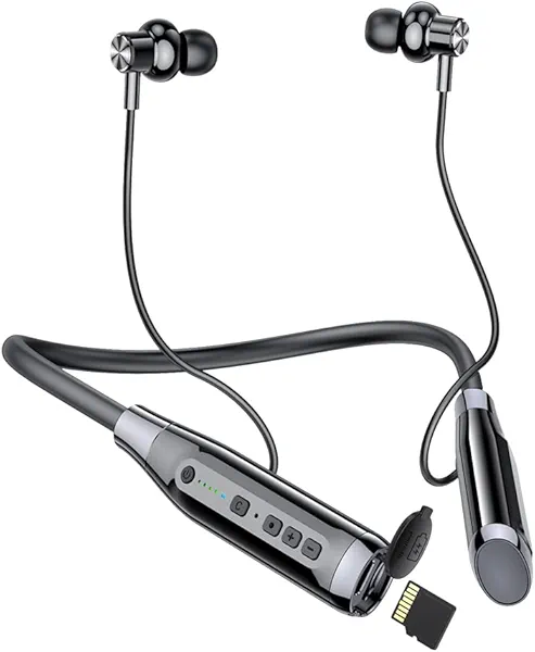 Wireless Bluetooth Headphones with TF Card Slot, 100H Playtime Neckband Bluetooth Earphones Wireless Earbuds, Running Wireless Earbuds Bluetooth for Sports, Home Office, Video Conference (black)
