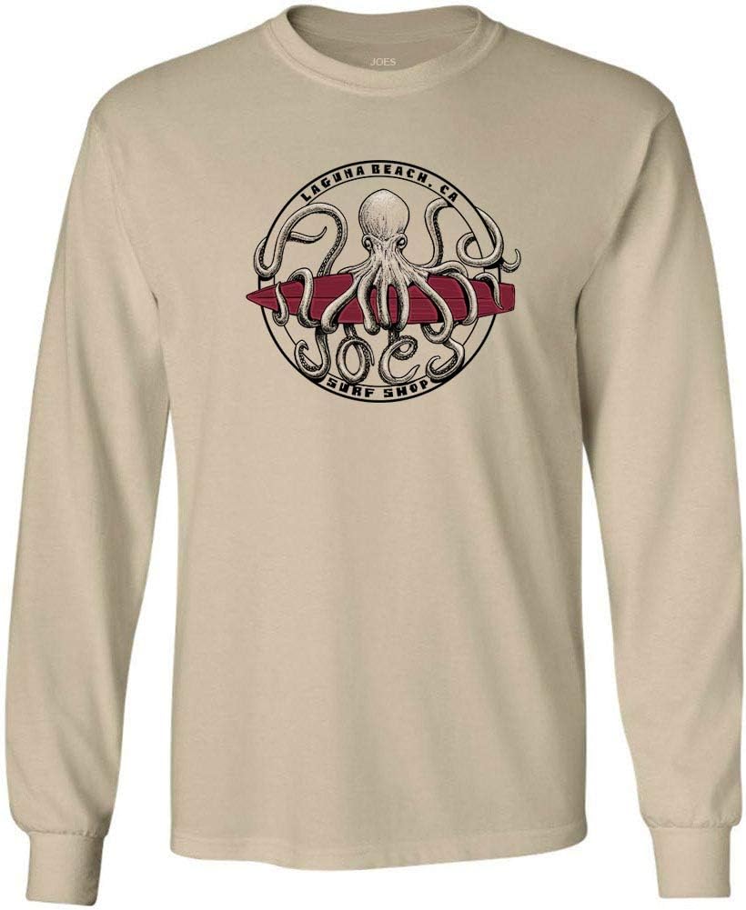 Joe's Surf Shop Mens Octopus Meets Surfboard Logo Long Sleeve Tees Sizes S-4XL