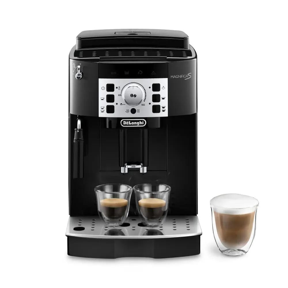 De'Longhi Magnifica S ECAM22.140.B, Máquina de Café en Grano Automática con Recetas, Panel de Control Simple, Aroma y Cantidad Personalizables, Espumador Manual de Leche, Botón para 2 Tazas, Negro