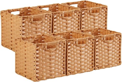 Mangata Cajas de almacenamiento de 25 cm para armario de 27 cm, cestas de almacenamiento de mimbre trenzado, 25 x 25 x 25 cm, antimoho, fácil de limpiar