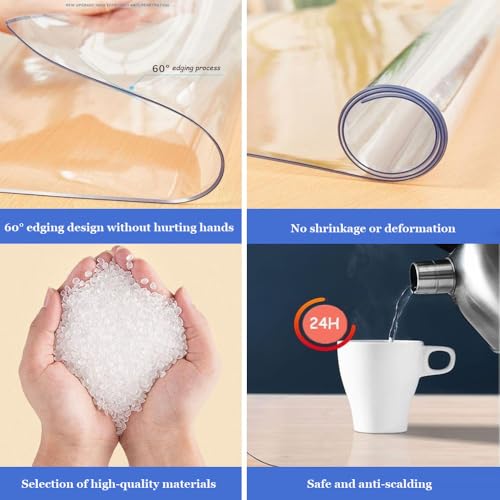 Tovaglia protettiva trasparente per tavolo, spessore 2 mm, impermeabile e oleorepellente, in PVC, per cucina, sala da pranzo, scrivania e piani in legno, protezione della superficie