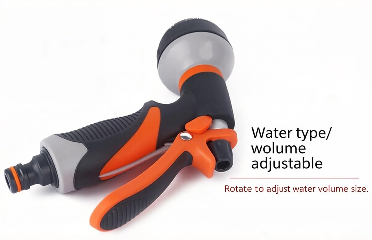 Boquilla de manguera de agua de alta presión, pistola de pulverización de 8 patrones para patio al aire libre, riego de flores, lavado y limpieza de coche, pulverizador de agua de mano con agarre