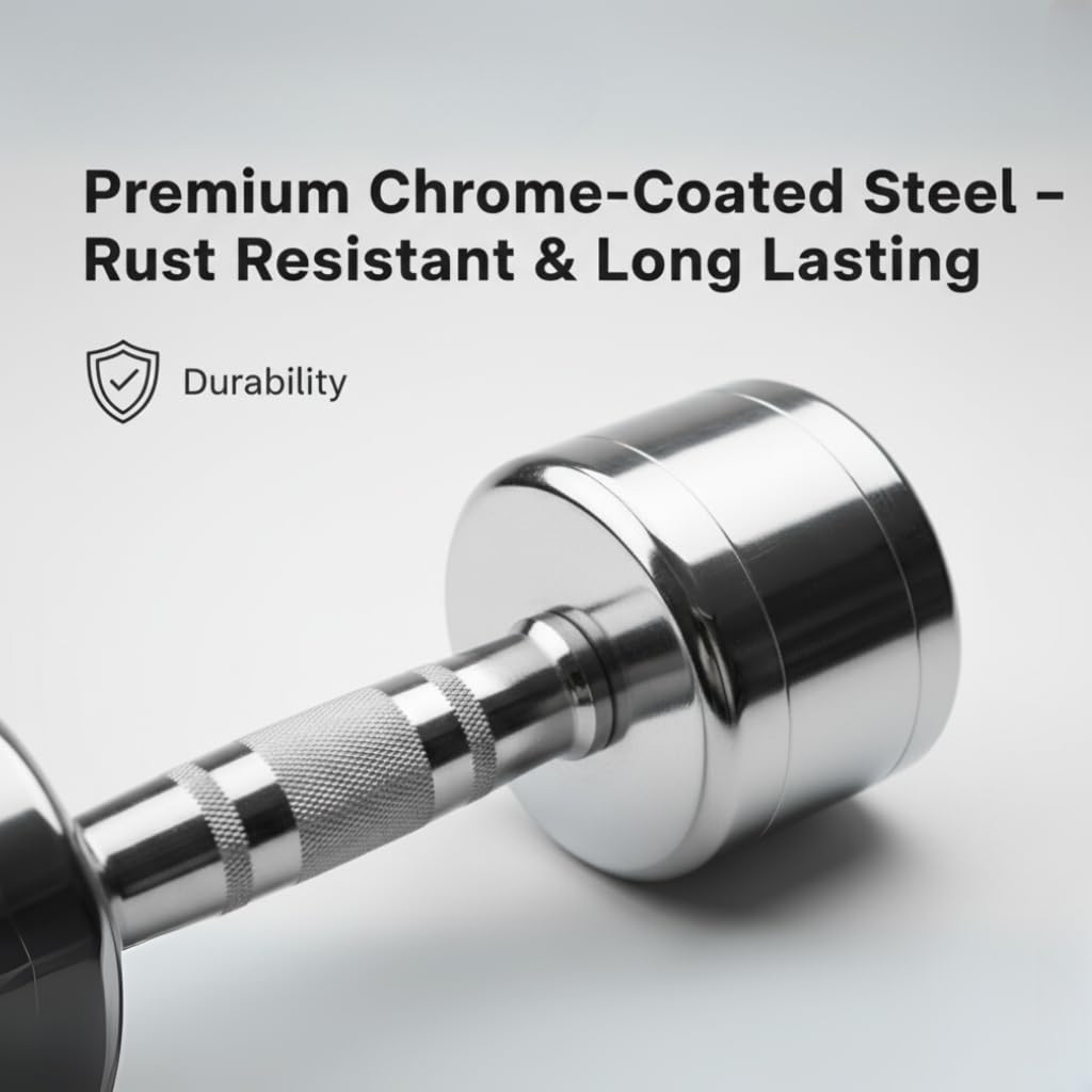 Kiraro Steel Dumbbell Set (2Kg 2.5kg, 3kg,4kg, 5kg, 7.5kg) 1 Pair Dumbbells, Steel Dumbbells, Home Gym Fixed Weight Dumbbell (Silver, 2KG X 2PCS) 2