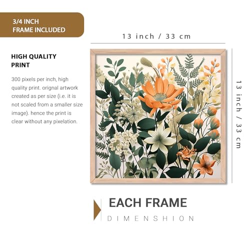 Image of kotart - Premium Digital Floral Art Paintings with Frame for Home Decor - Framed Wall Painting for Living Room Bedroom Office Room Decor - Painting for Wall Decoration Set of 2 Multicolo Size-(13x13 inch, C)