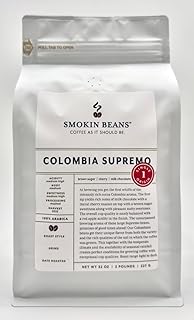 Smokin Beans 2-Pound Colombia Supremo Freshly Roasted Coffee, Washed Processing, Full City Roast, Premium Whole Bean Specialty Coffee