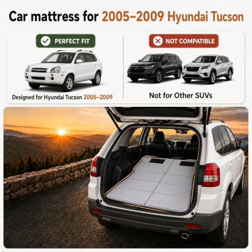 Image of Car Mattress for 2005-2009 Hyundai Tucson, Upgraded Non-Inflatable Thickened Foam SUV Car Camping Mattress, Foldable Trunk Sleeping Pad Car Bed Mattress for Road Trips Camping Travel