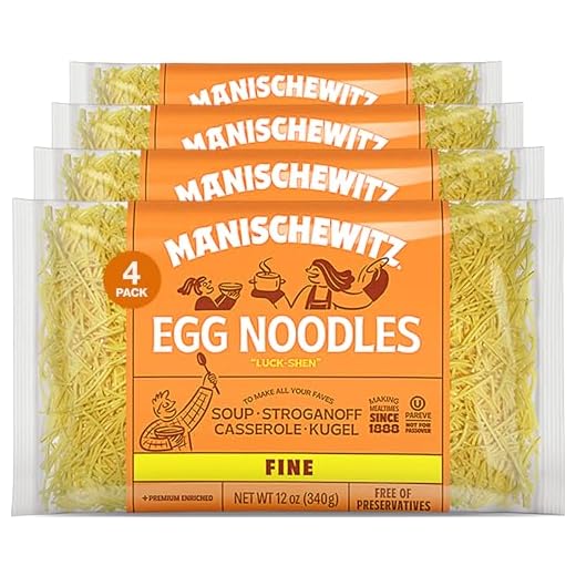 Manischewitz Premium Enriched Fine Egg Noodles 12oz (4 Pack) Great in Soups & Stews