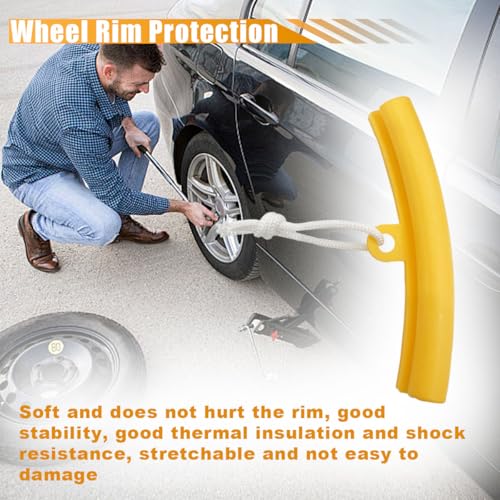 Image of LAINLOY 5PCS Car Tire Changing Rim Protector, Tire Changer Guard Edge Savers, Fixing Tire Rim Protective Cover for Wheel Scratch Prevention, Car Accessories for Motorcycle SUV (Yellow)