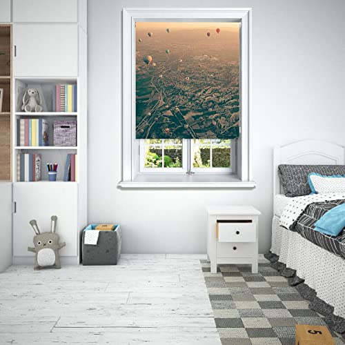 Lister Cartwright Photographic Blackout Roller Blinds For Bedroom Windows - (120 x 140 cm) Easy to Fit Polyester Roller Blinds For Windows With Child Safety Included - Hot Air Balloons