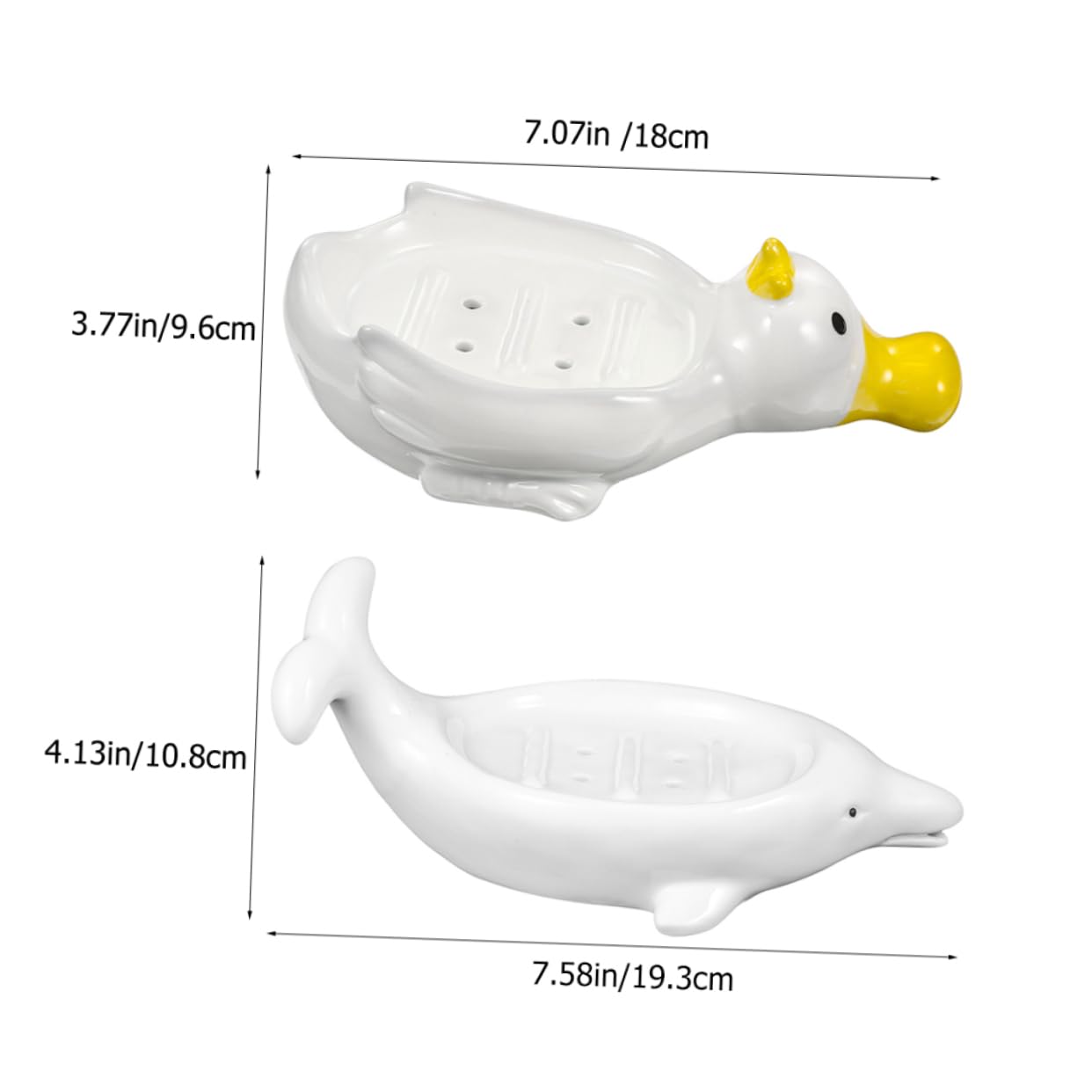 Jaboneras de Cerámica 2 Piezas en Forma de Animal Marino | Autodrenaje, para Baño y Decoración, también Sirve para Joyas, Adecuado como Obsequio de Inauguración