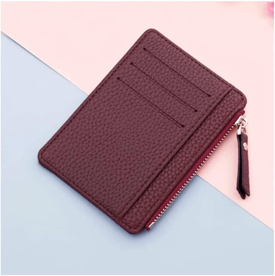 fhda Classic Pu Leather Wallet Small Short Zipper Card Case Purse Portable Women's Card Slots Minimalist Front Pocket