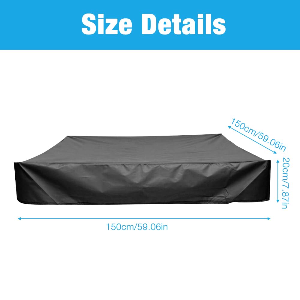 Mineup Pokrowiec na piaskownicę dla dzieci 150x150x20cm, pokrowiec ochronny na piaskownicę, wodoodporny pokrowiec na piaskownicę pokrowiec na basen taras ogród, zabawka piaskownica pokrowiec