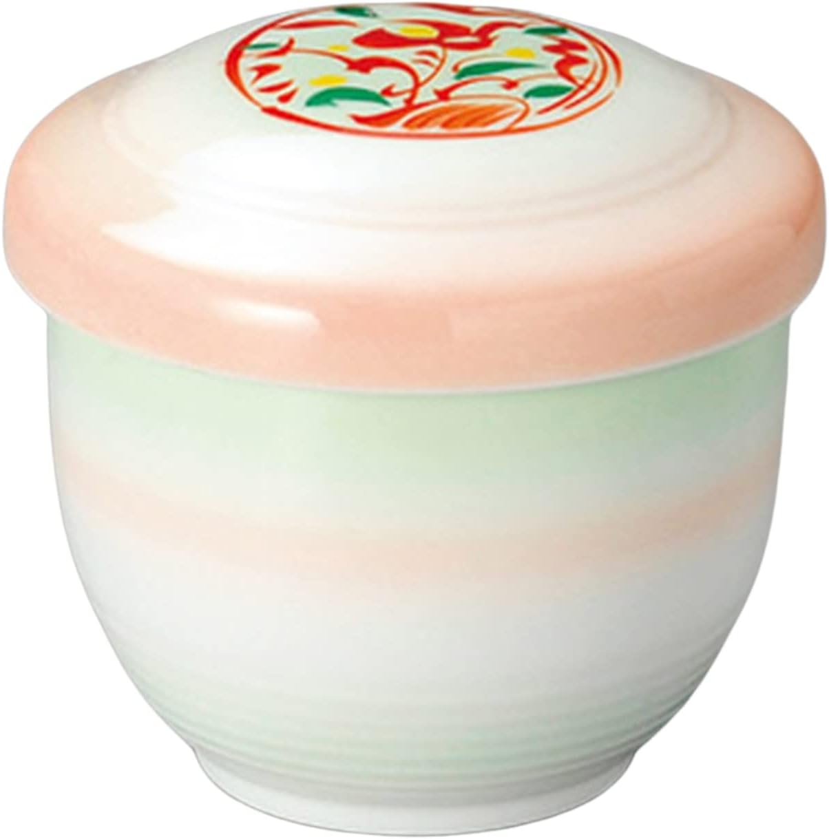 むし碗 ｵﾚﾝｼﾞ丸紋二色むし碗 中 73 75mm 手数料無料 150 食器 和食器 料亭 業務用 贈答 おしゃれ 蓋付 開店 定食 セット かわいい 茶碗蒸し 懐石料理 茶碗 茶碗むし フタ付