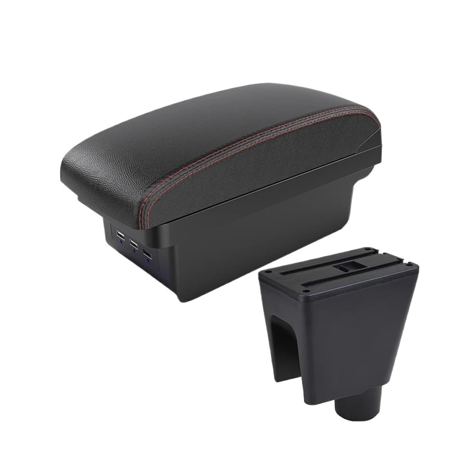 UMDJJU For Chevrolet For Spark III For Aveo For T200 Armrest Box Car Storage Accessories Interior Details Car Centre Console Armrest Box(B1 Black red 3 USB)