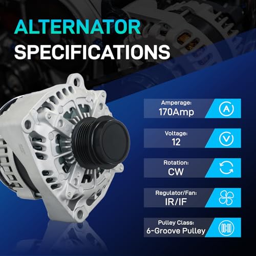 Image of 84143540 170A Alternator Compatible with Chevy 14-18 Silverado Sierra 1500, 15-19 Tahoe, 16-18 Camaro, 15-18 Suburban, 15-19 Yukon, Cadillac 15-19 Escalade, 4.3L 5.3L 6.2L 14009N