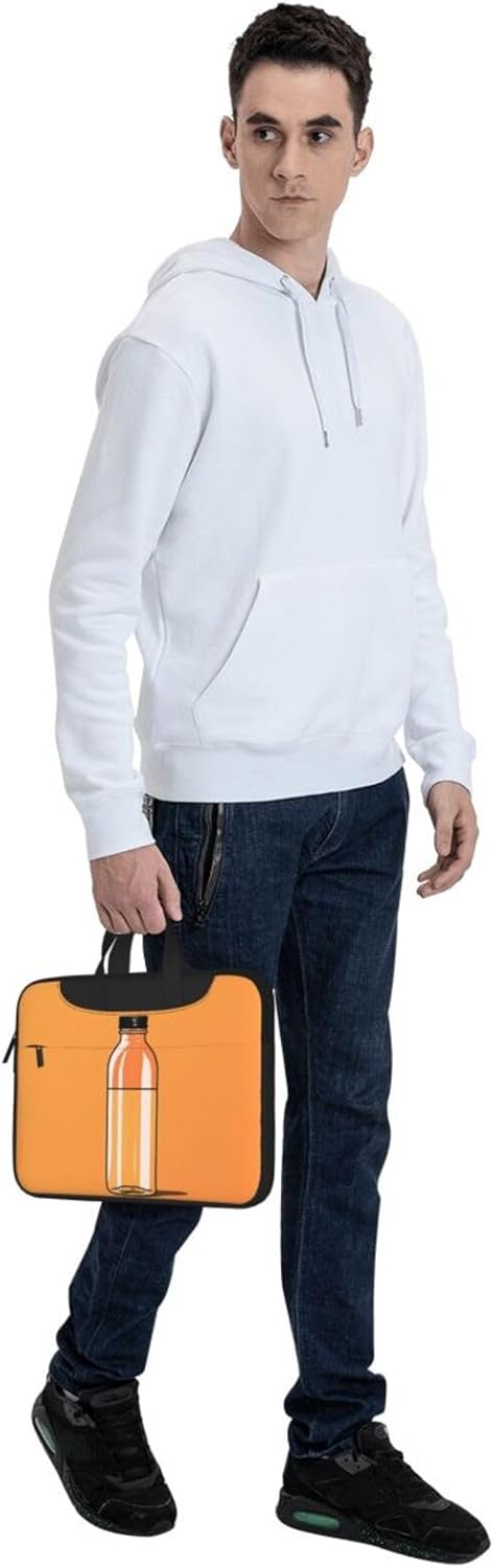 Orange Bottle of Water Laptop Bag Laptop Messenger Shoulder Bag Travel Computer Bag for Women Men