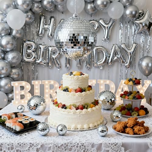 Morofme Discokugel 10cm 4 Stück, Hängekugel Spiegelkugel Discokugeln, Mirrorball Vielfältige Einsatzmöglichkeiten für Weihnachtsbaum Hochzeit Geburtstagsfeier Dekoration Lichteffekt