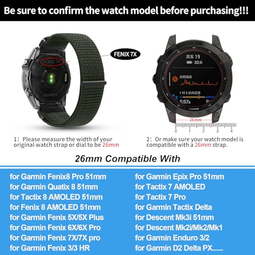 Correa de nylon elástico trenzado 26mm compatible Garmin Fenix miniatura 2