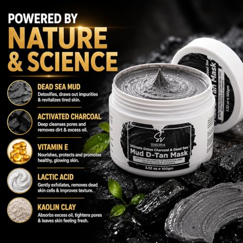 Image of Mud D-Tan Mask100g(Pack of 2) Ultimate Detox Charcoal & Dead Sea Minerals for Clearer Skin | Deep Cleansing, Brightening, and Revitalizing Face Mask