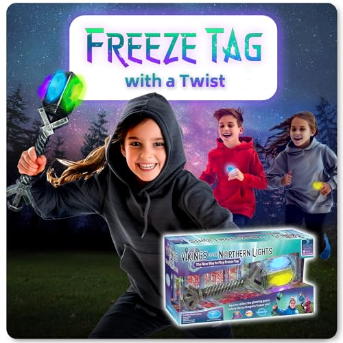 Freeze Tag with a Twist: Vikings of the Northern Lights | 3-10 Players, Ages 5+ | Glow in the Dark | Gem Treasure Hunt | RV & Family Camping Games | Outdoor Games for Kids | Backyard & Summer Toys