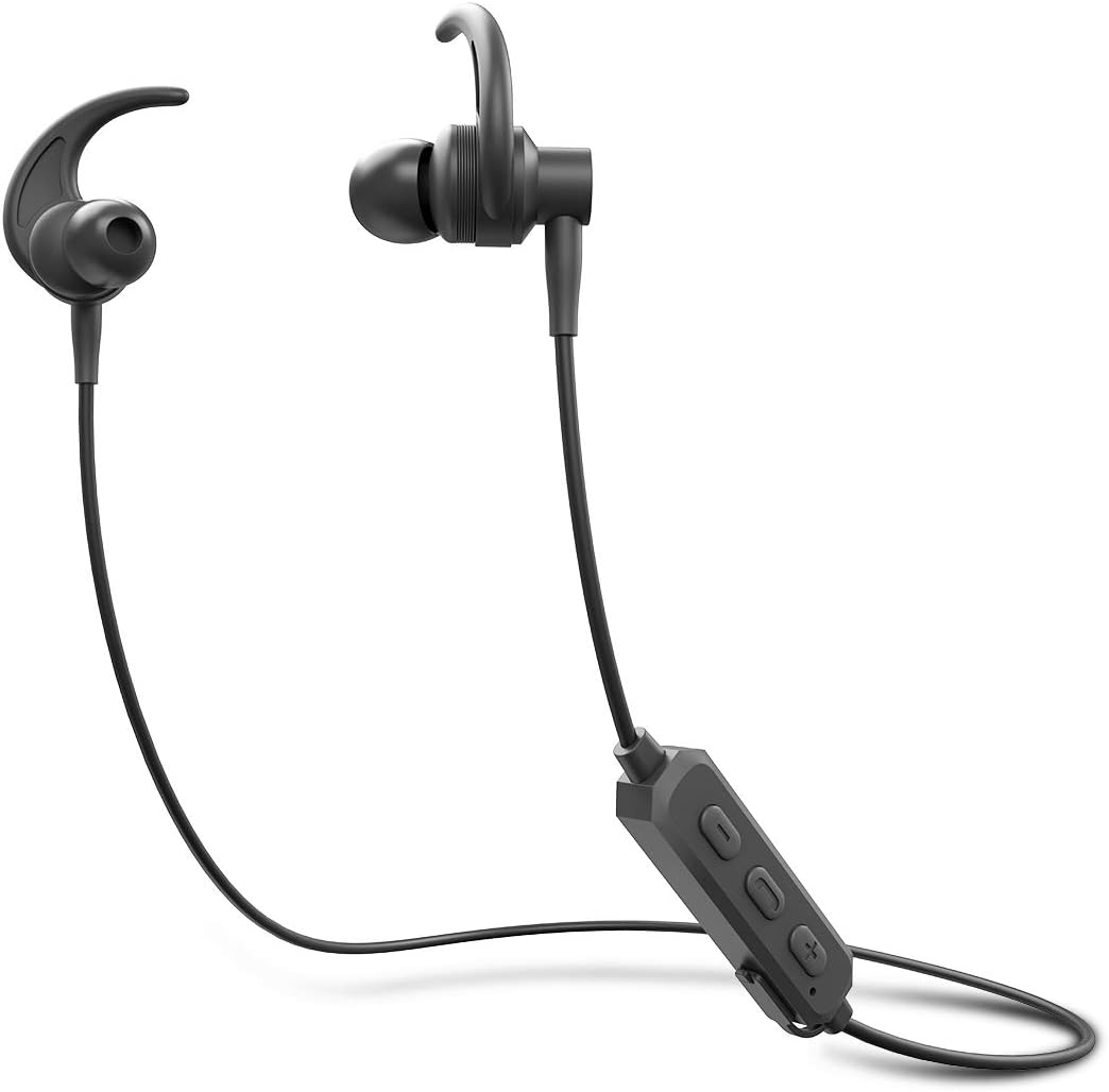ADL Footloose X4 Wireless Stereo Bluetooth Earphone with Mic/in Ear Headphone/Water Resistant/Bluetooth V 5.0 /Selfie Function/Shark Fin Ear Hook Design Sports Earphones (Black)