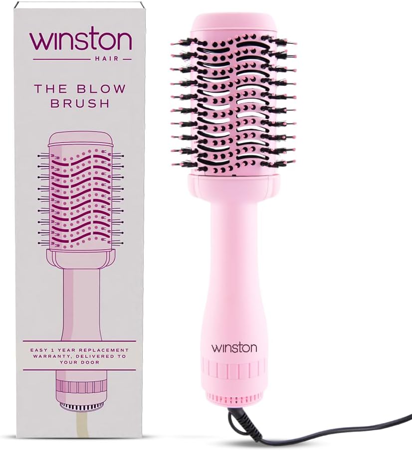 2-In-1 Hair Styling Blow Brush For Women - 1200 Watts|Hot Air Brush, Hair Volumizer Brush, Hair Blow Dryer Brush With Charcoal Bristles For Salon-Quality Volume&Shine (Pink) - 1-Year Warranty