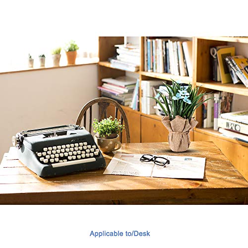 Jusdreen Mini Artificial Flower Bonsai Flower Arrangement Flowers Pot With Hemp Rope And Linen For Home Office Décor House Decorations Furniture Decorations(Blue Flower) #TOP3