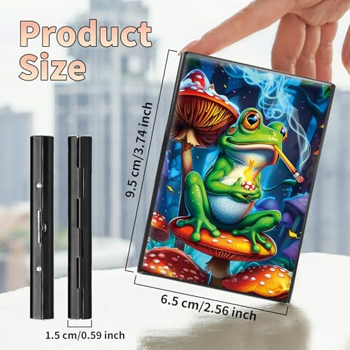 Image of Slim Credit Card Holder, Frog Smoke RFID Blocking Metal Wallet for Men & Women, Aluminum Minimalist Hard Case Pocket-Sized Business Cards Organizer (Fits Up to 10 Cards)