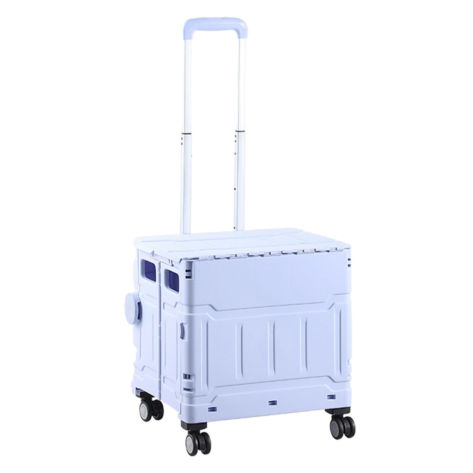 Składana skrzynka transportowa na kółkach, przenośny wózek z pokrywką i regulowanym aluminiowym uchwytem, do biura, 34 x 40 x 41 cm, łatwe przechowywanie i transport