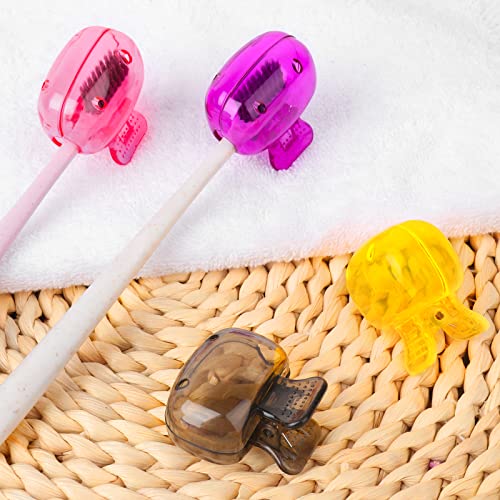 Eaezerav 4 Pack Toothbrush Covers Caps, Toothbrush Protector Toothbrush Coverings Clips Portable Plastic Toothbrush Head Case For Travel, Business, Camping, School, Home #TOP7