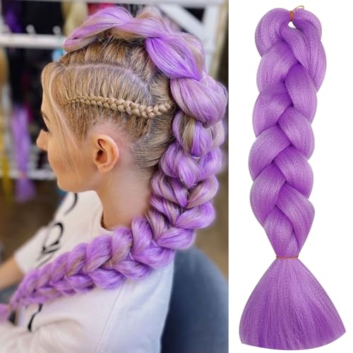 Herina Light Purple Braiding Hair 1 Pack For Braids Jumbo Fake Braid Hair Extensions For Dutch Braid Or Match Color Bubble Braids(1pc/pack)