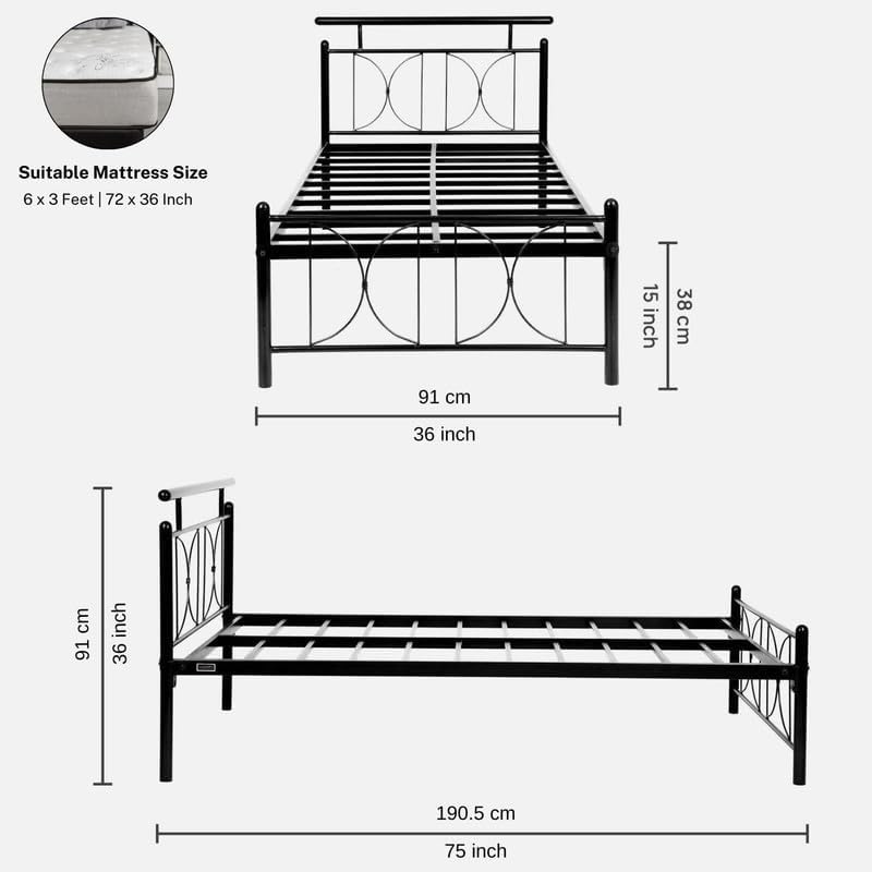 Image of Benjamin Extra Single Size Bed Frame Without Mattress (Aiden) - Durable and Sturdy Design, Ideal for Bedrooms, Guest Rooms, Small Spaces - Easy Assembly, Modern Style
