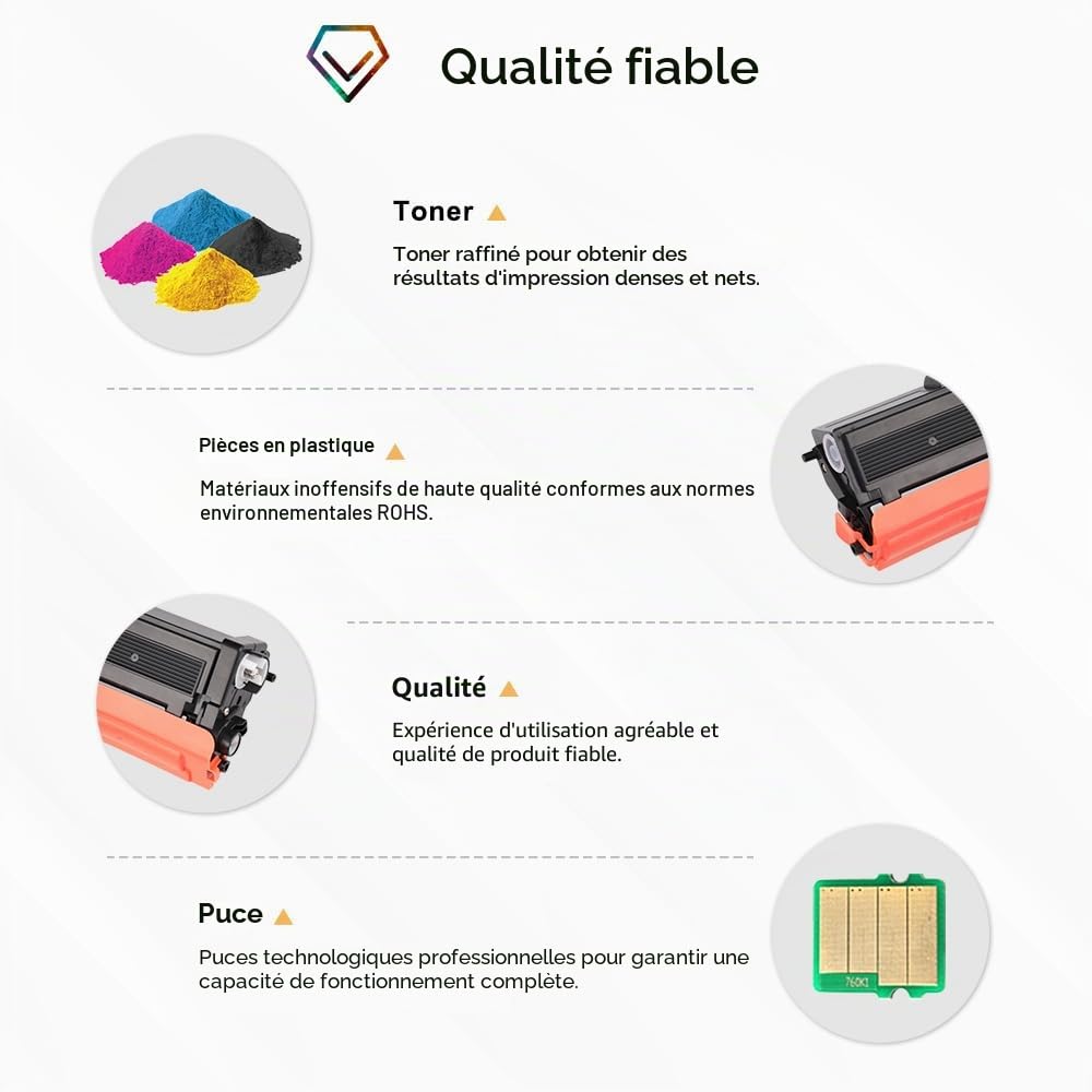 TN423 MFC-L8690CDW Cartouche de Toner Compatible pour Brother MFC-L8690CDW TN-423 TN 423 TN421 Toner pour HL-L8260CDW HL-L8360CDW MFC-L8900CDW DCP-L8410CDN imprimante (Noir Cyan Jaune Magenta, 4-Pack)