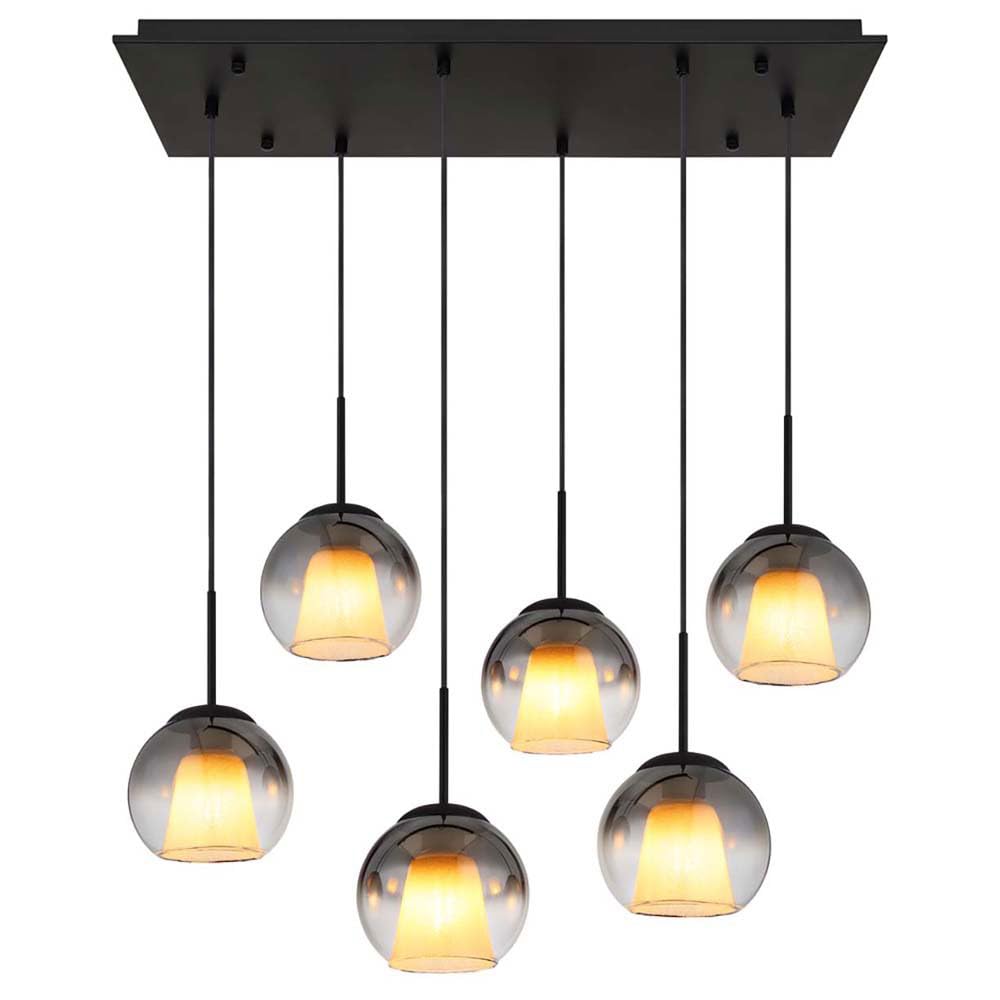 GLOBO E27 Pendant Light Dining Room Light Crystal Glass Balls Smoke Black