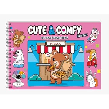 Capa do livro Cute & Comfy Série BIG - Bichinhos e Coisas Fofas: Livro de Colorir Adulto - Capa Dura Holográfica