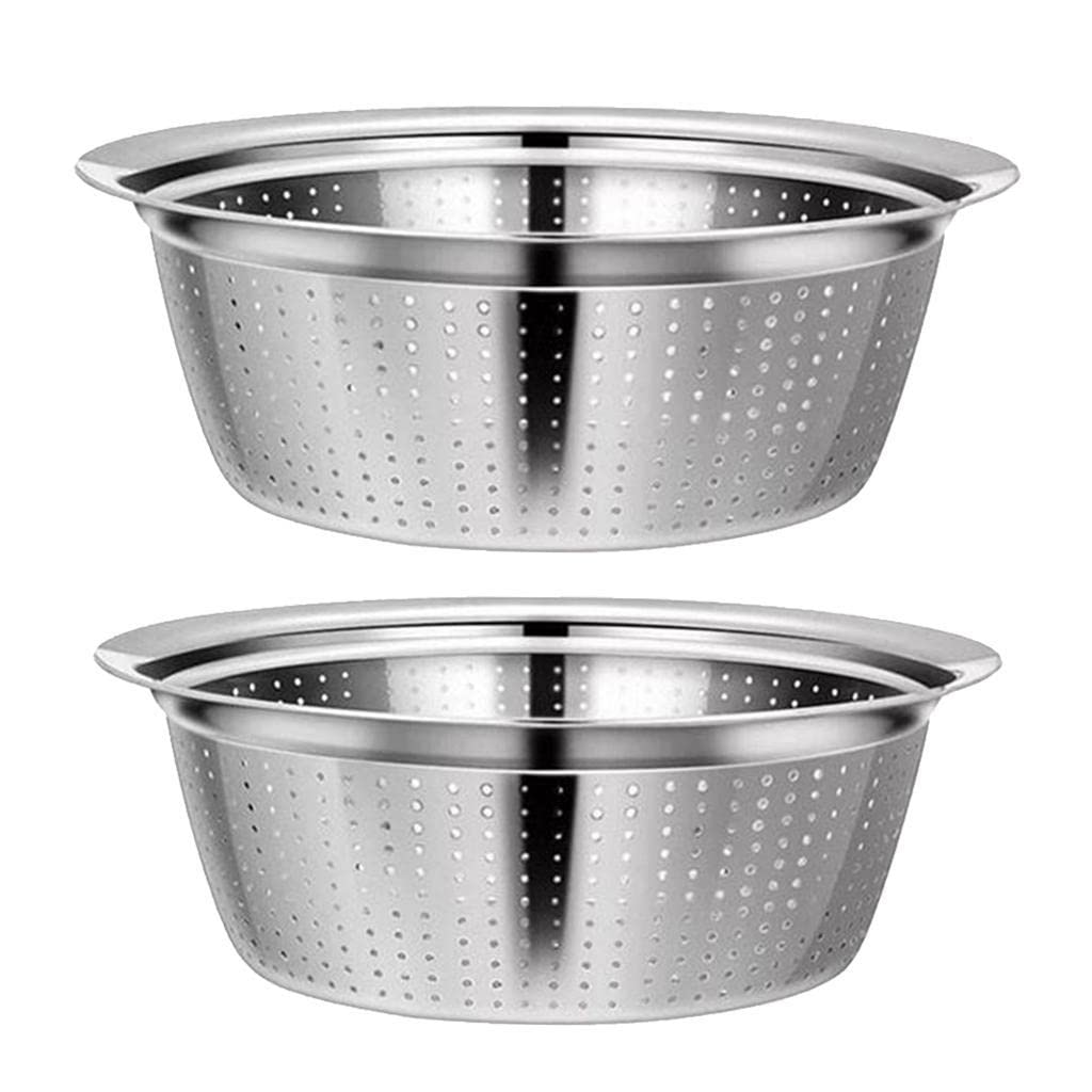 Küchensieb-Set aus Edelstahl, 24 cm und 32 cm, großes Lebensmittelsieb für Gemüse, Nudeln und Reis, 2 Stück