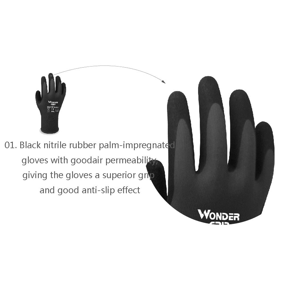 Gants enduits de latex, antidérapants de sécurité, 12 paires de gants de travail de sécurité, gants de jardinage, revêtement en nitrile antidérapant, gants résistants aux coupures, adaptés aux machine